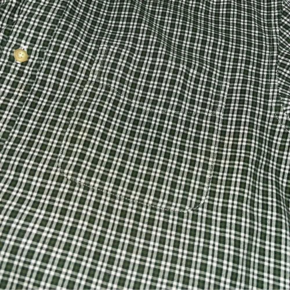 J.CREW Button Down Plaid Shirt - dark green / white